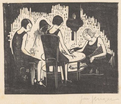 Quatre femmes assises à une table - Jac Jongert (signed by artist)