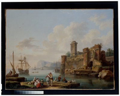 Une scène de port - Jacob Philippe Hackert