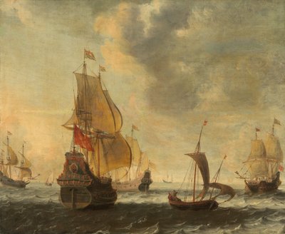 Navires hollandais par vent frais, probablement années 1650 - Jacob Adriaensz. Bellevois
