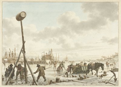 Activité sur la glace près des remparts de Veere - Jacob  Cats