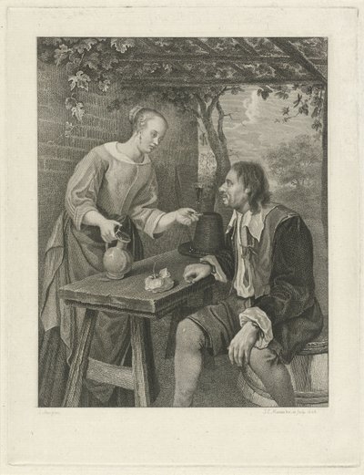Jeune femme offrant un verre de vin à un homme - Jacob Ernst Marcus