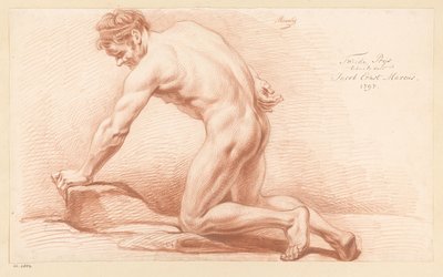 Nu masculin agenouillé, vu de côté (2e prix 1797) - Jacob Ernst Marcus