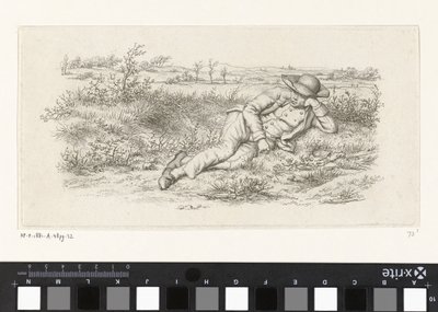 Homme allongé dans un paysage - Jacob Ernst Marcus
