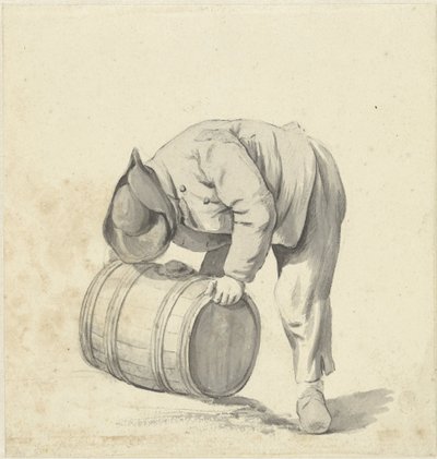 Homme se penchant pour soulever un tonneau - Jacob Ernst Marcus