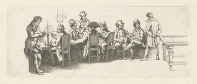 Hommes dans un café avec un billard - Jacob Ernst Marcus