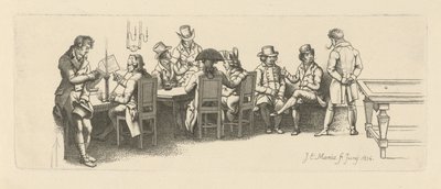 Hommes dans un café avec une salle de billard, 1814 - Jacob Ernst Marcus