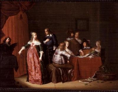 Fête dans un intérieur - Jacob F. van der (follower of) Merck