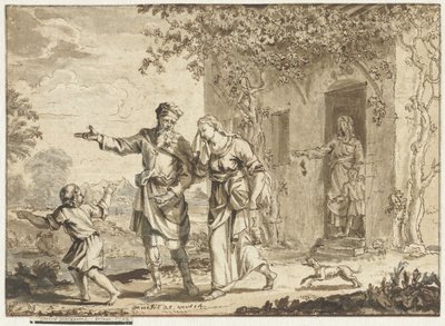 Abraham chasse Agar et Ismaël - Jacob Folkema