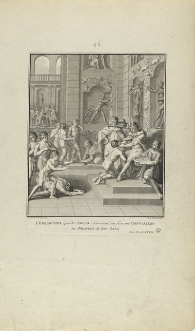 Ceremonies que les Incas Observent en Faisant Chevaliers/les Princes de leur Sang. (from book, Histoire des Yncas...etc.) - Jacob Folkema