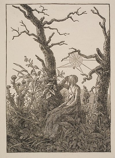 Mélancolie. La femme avec la toile d