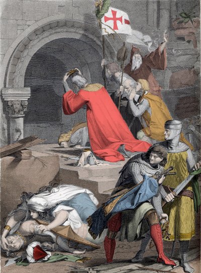 Godefroy de Bouillon (1058-1100) au Saint-Sépulcre, en 1099 - Godefroy de Bouillon au Saint-Sépulcre par Deininger - Jacob Friedrich Deininger