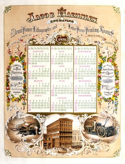 Jacob Haehlen Graveurs - Calendrier pour 1871, 1871 - Jacob Haehnlen