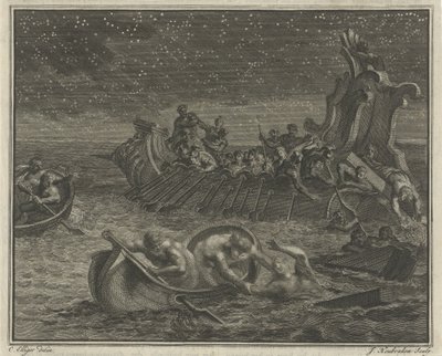 Galère sauvant des naufragés - Jacob Houbraken
