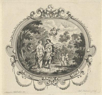Couple marchant accompagné de putti - Jacob Houbraken