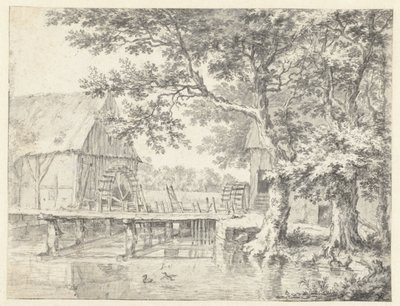 Vue de deux moulins à eau encadrant une écluse - Jacob van Ruisdael
