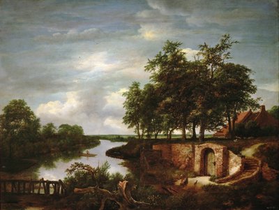 Paysage fluvial avec une entrée de cave - Jacob van Ruisdael