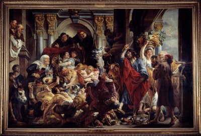 Jésus chassant les marchands du temple. Peinture de Jacob Jordaens, 17e siècle - Jacob Jordaens
