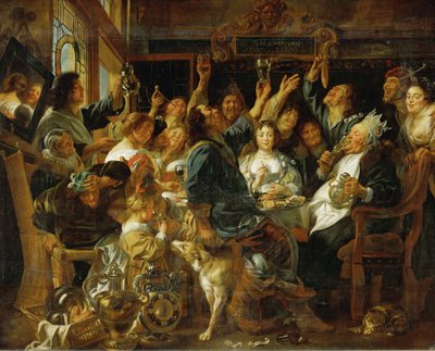 Le banquet du roi des haricots (huile sur toile) - Jacob Jordaens