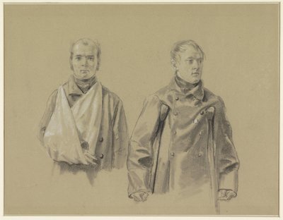 Deux soldats blessés, le gauche avec son bras en écharpe, le droit avec des béquilles - Jacob Joseph Eeckhout