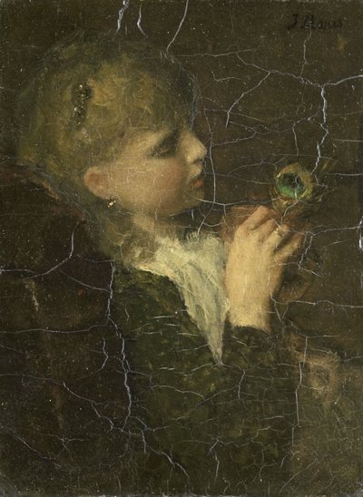 Fille avec une plume de paon - Jacob Maris
