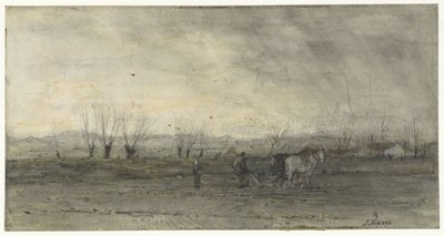 Paysage avec paysan labourant - Jacob Maris