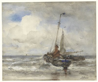 Deux bateaux de pêche près de la plage - Jacob Maris