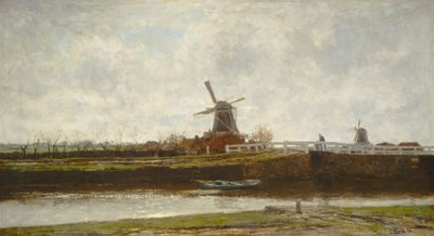 Vue du moulin et du pont sur le Noordwest Buitensingel à La Haye - Jacob Maris