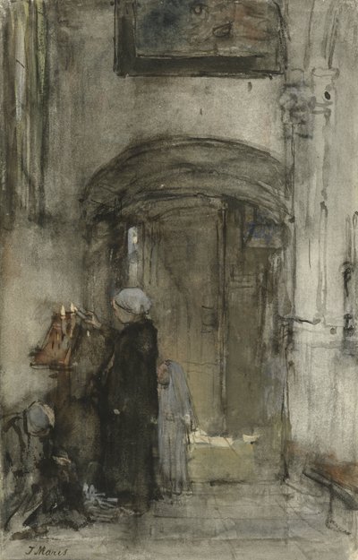 Femme de pêcheur avec sa fille allumant une bougie d