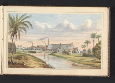Plantation de sucre Visserszorg sur la rivière Commewijne, Album avec dessins du Suriname, p.6 (50) - Jacob Marius Adriaan Martini van Geffen