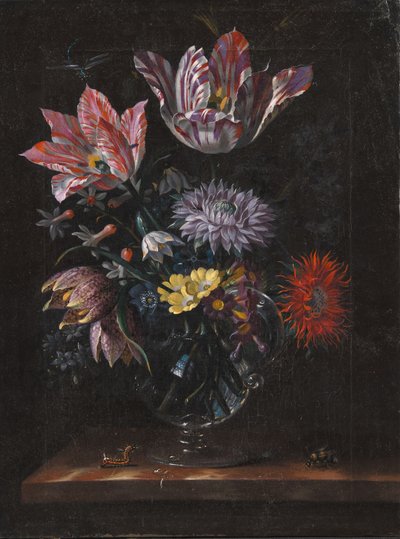 Un vase en verre avec des fleurs - Jacob Marrel