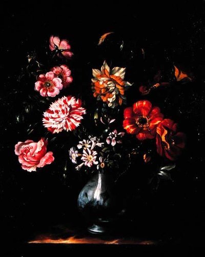Fleurs dans un vase bleu et blanc - Jacob Marrel