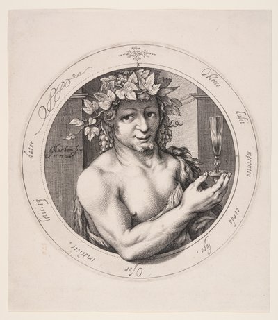 Bacchus, planche 2 de la série des trois dieux - Jacob Matham