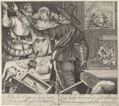 Bagarre de joueurs de cartes avec des armes tirées - Jacob Matham