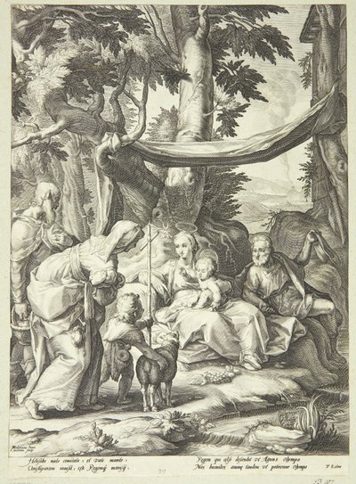 La Sainte Famille assise dans un paysage avec Élisabeth, Zacharie et Jean-Baptiste enfant - Jacob Matham