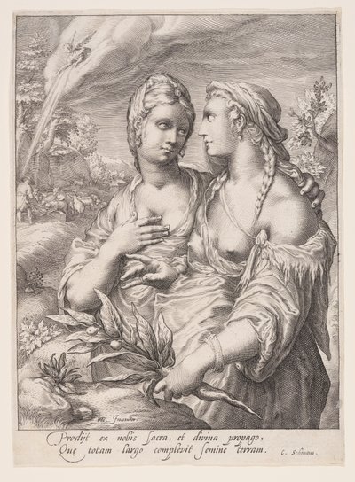 Léa et Rachel, dans Les épouses des patriarches - Jacob Matham