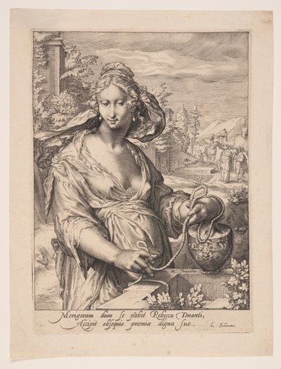 Rebecca, tirée de Les épouses des patriarches - Jacob Matham