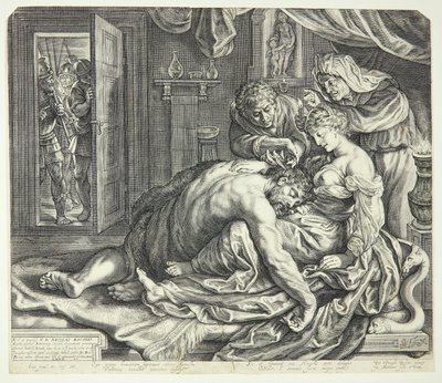 Samson endormi sur les genoux de Dalila - Jacob Matham