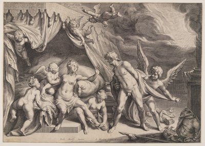 Vénus et Mars découvertes par Apollo - Jacob Matham