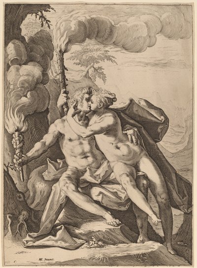 Éros et Antéros - Jacob Matham after Hendrik Goltzius