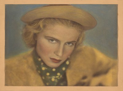 Portrait de Rini Otte avec chapeau et écharpe à pois - Jacob Merkelbach