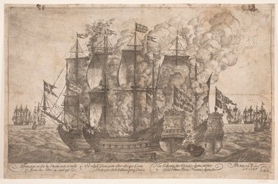 Combat naval entre des navires danois et un navire pirate turc - Jacob Mortenssøn Maschius