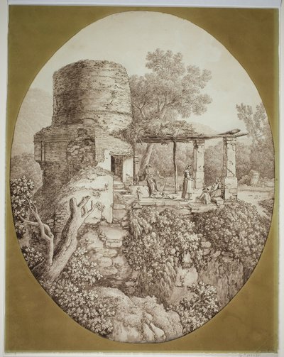 Groupe de personnes sur une terrasse - Jacob Philipp Hackert