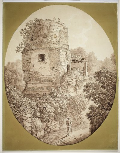 Tour avec homme marchant - Jacob Philipp Hackert