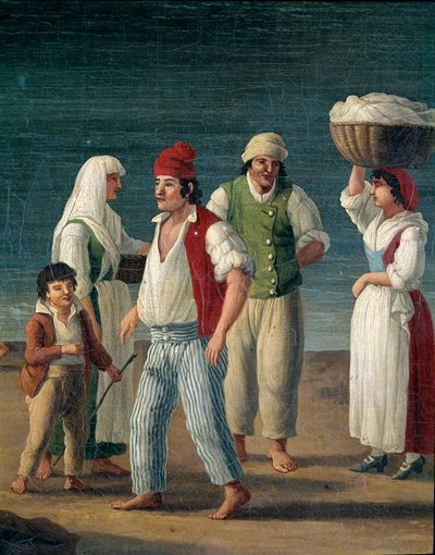 Pêcheurs et paysannes de Barletta, Italie (détail) Peinture par Jacob Philipp Hackert dit Hackert d