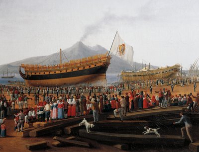 Lancement de navire dans le chantier naval de Castellammare di Stabia - Jacob Philippe Hackert