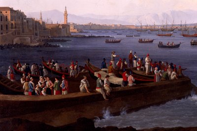 La baie de Naples près de Santa Lucia montrant les flottes navales revenant d