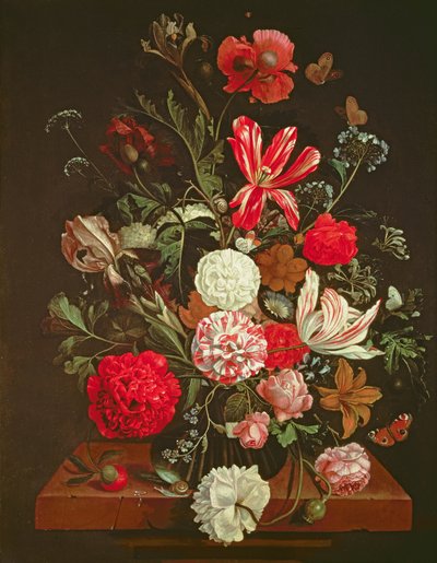 Nature morte de fleurs dans un vase en verre, XVIIe siècle - Jacob Rootius