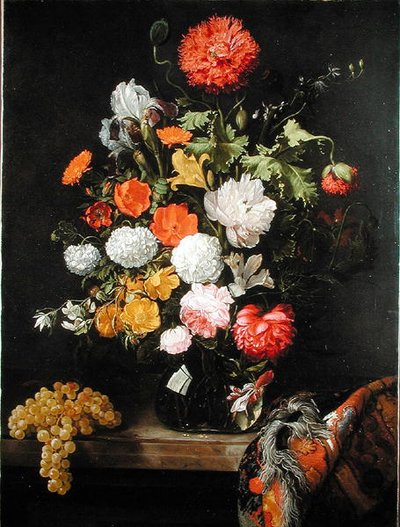 Nature morte de fleurs et de raisins, c.1675 - Jacob Rootius
