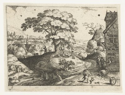 Paysage avec voyageur près d