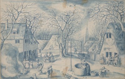 Scène de village : hiver, 16e siècle - Jacob Savery I